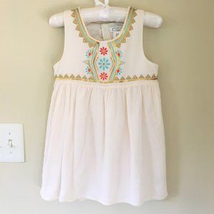 Aphorism Girls Sleeveless Dress with Embroidered Bodice, Ivory, Size 6X